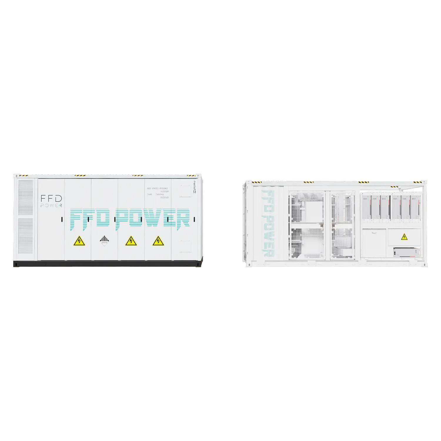 FFD Power large-scale containerized BESS featuring high-density battery racks and internal cooling systems.