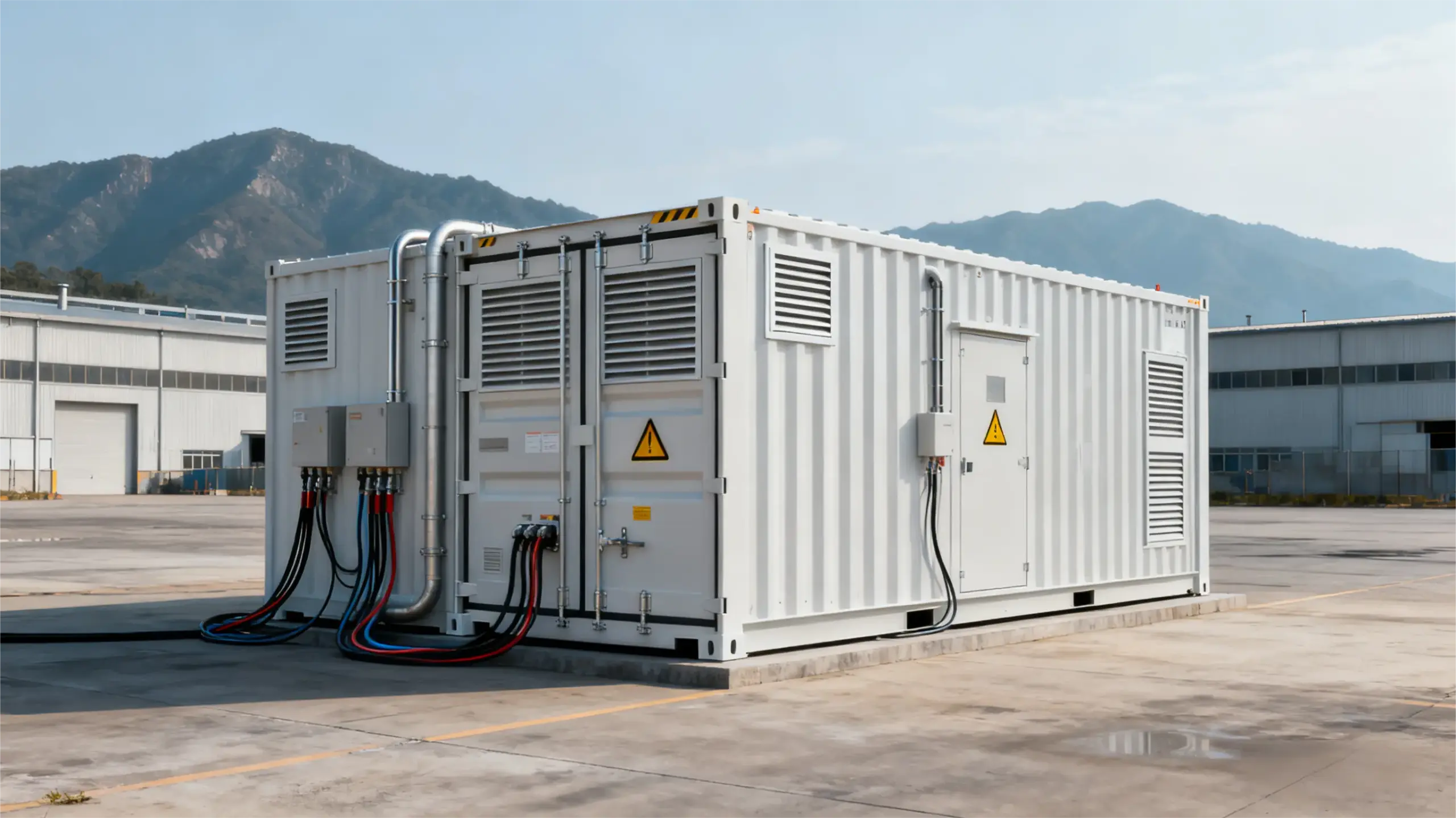 Microgrid energy storage system powering business independence.