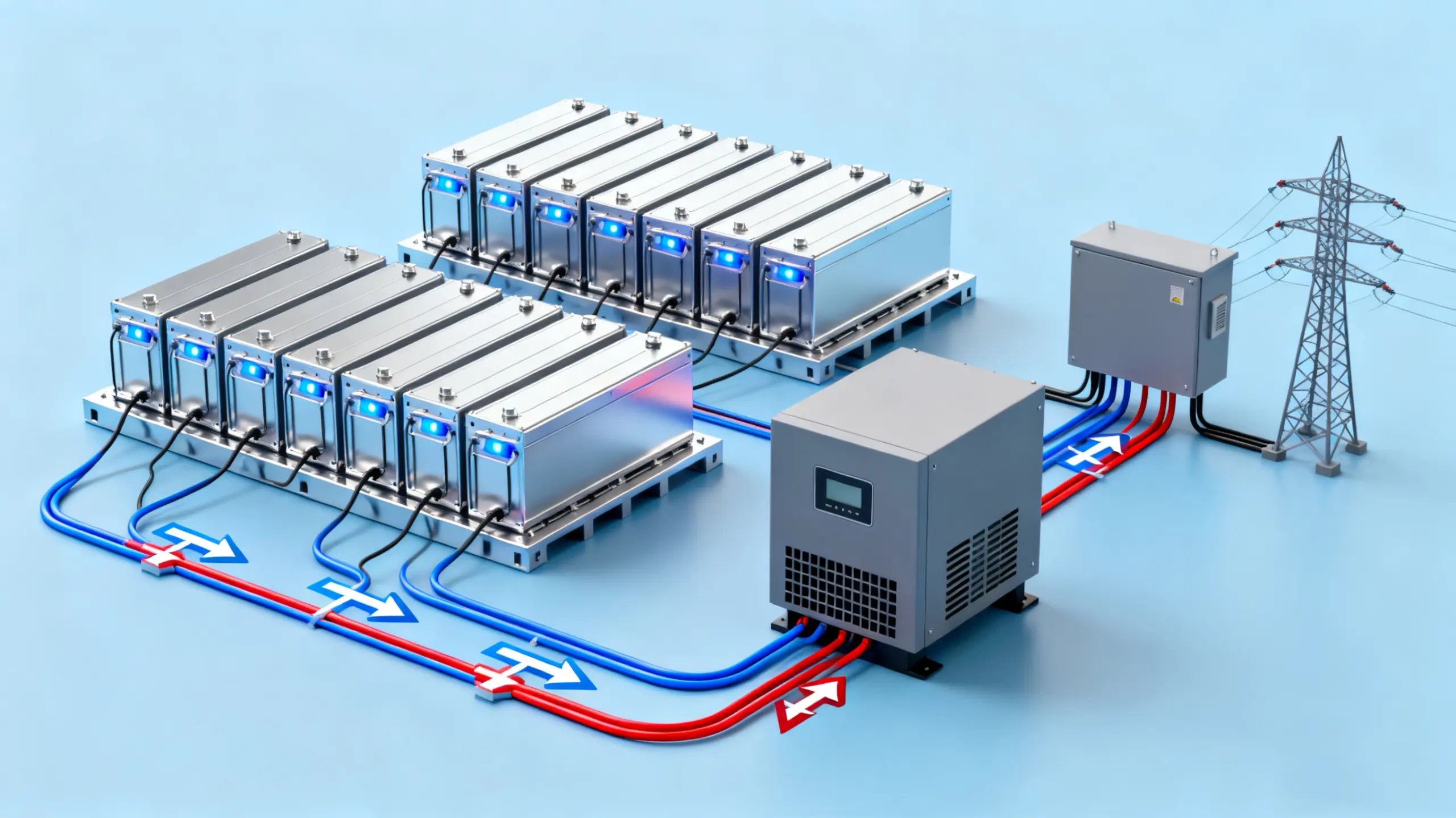 On‑grid energy storage system optimizing energy use in grid‑connected mode.