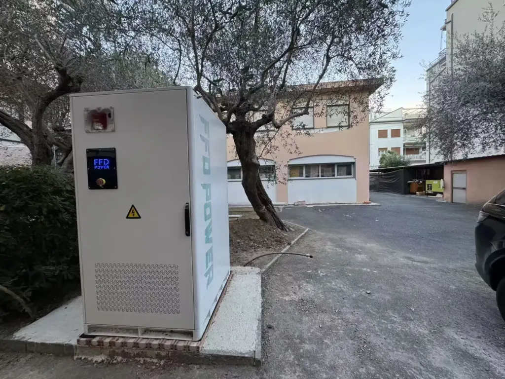 Galaxy 233L cabinet BESS installed outdoors for backup power in an elderly care facility in Italy, ensuring continuity for critical loads